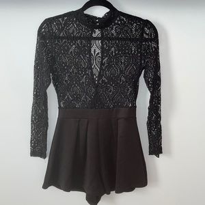 Black lace romper with shorts
